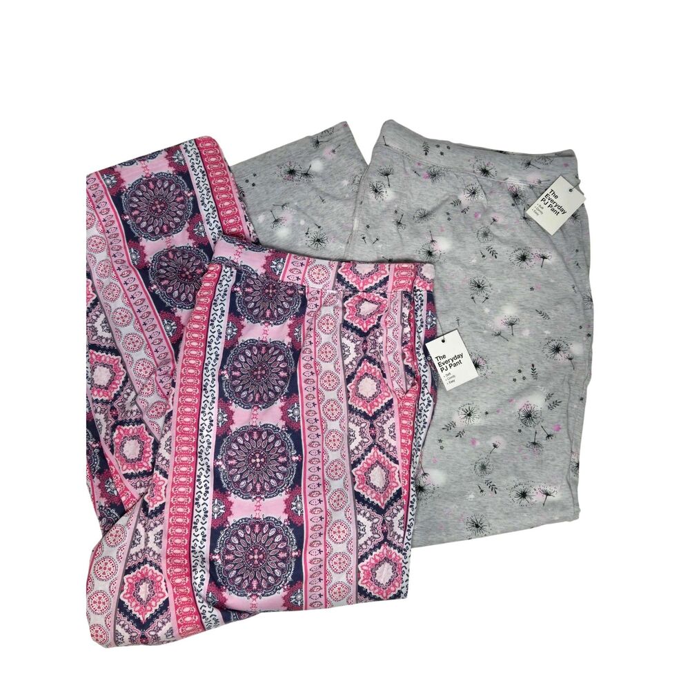 Sonoma Everyday Pajama Lounge Pants Bundle of 2 | Women's Size 2X | Gray Pink